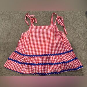 Red, White, and Blue Gingham Tank Top